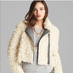 FREE PEOPLE WHITE SHERPA MOTO JACKET